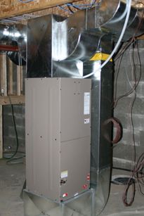 HVAC unit in basement of house