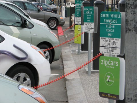 Electric vehicles charging in a parking lot