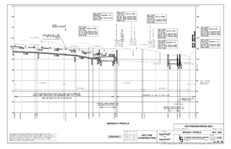 Engineering drawing of longitudinal profile.