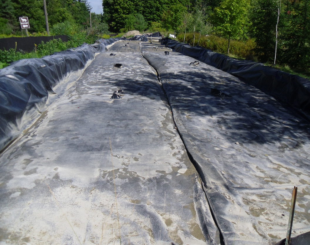 Figure 9. Sediment dewatering bags at the end of dredging.
