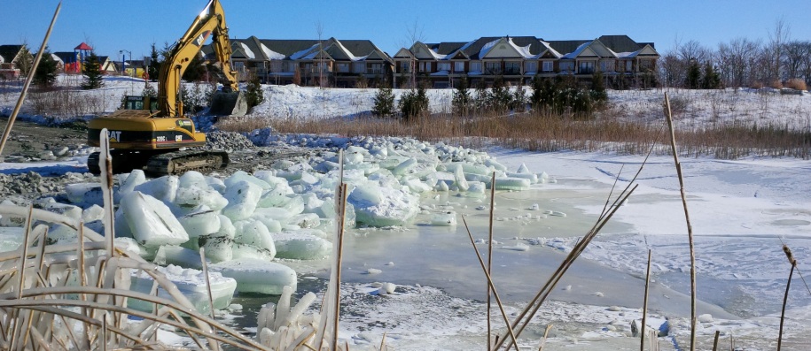 Winter Mechanical Dredging of a Stormwater Pond Forebay